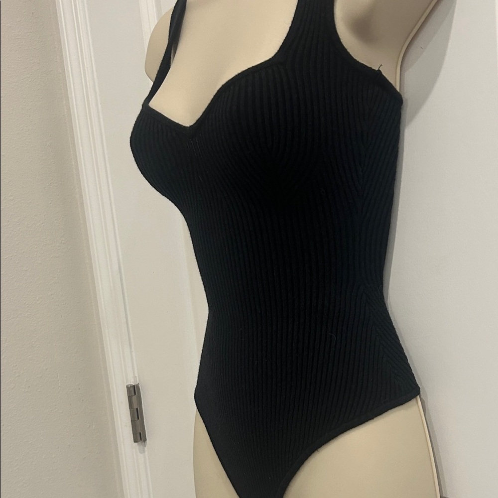 Black Ribbed Bodysuit - Picture 3 of 5